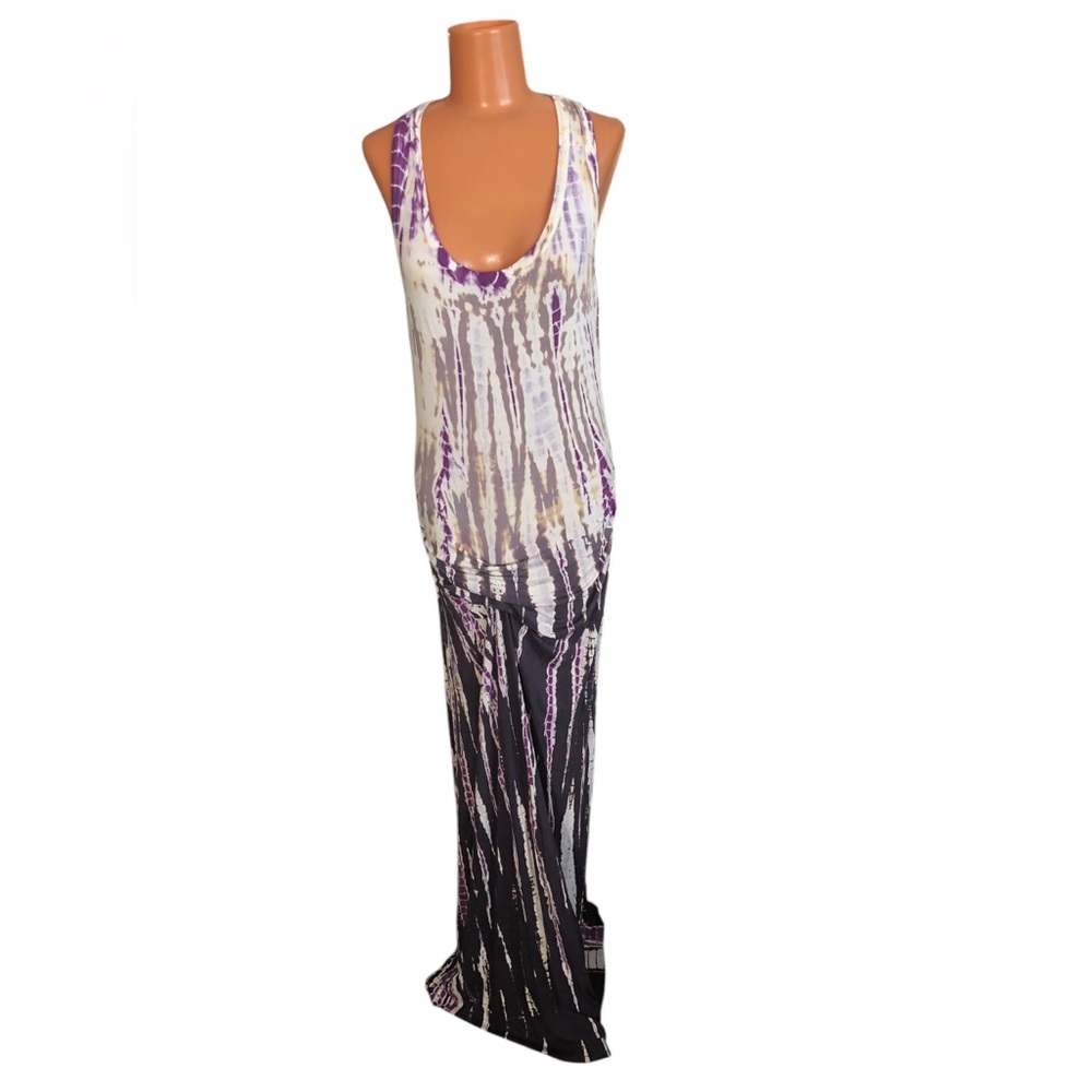 Young Fabulous & Broke,Purple & Gray Sundress Sleeveless Scoop Neck Rouched Side - Picture 1 of 4
